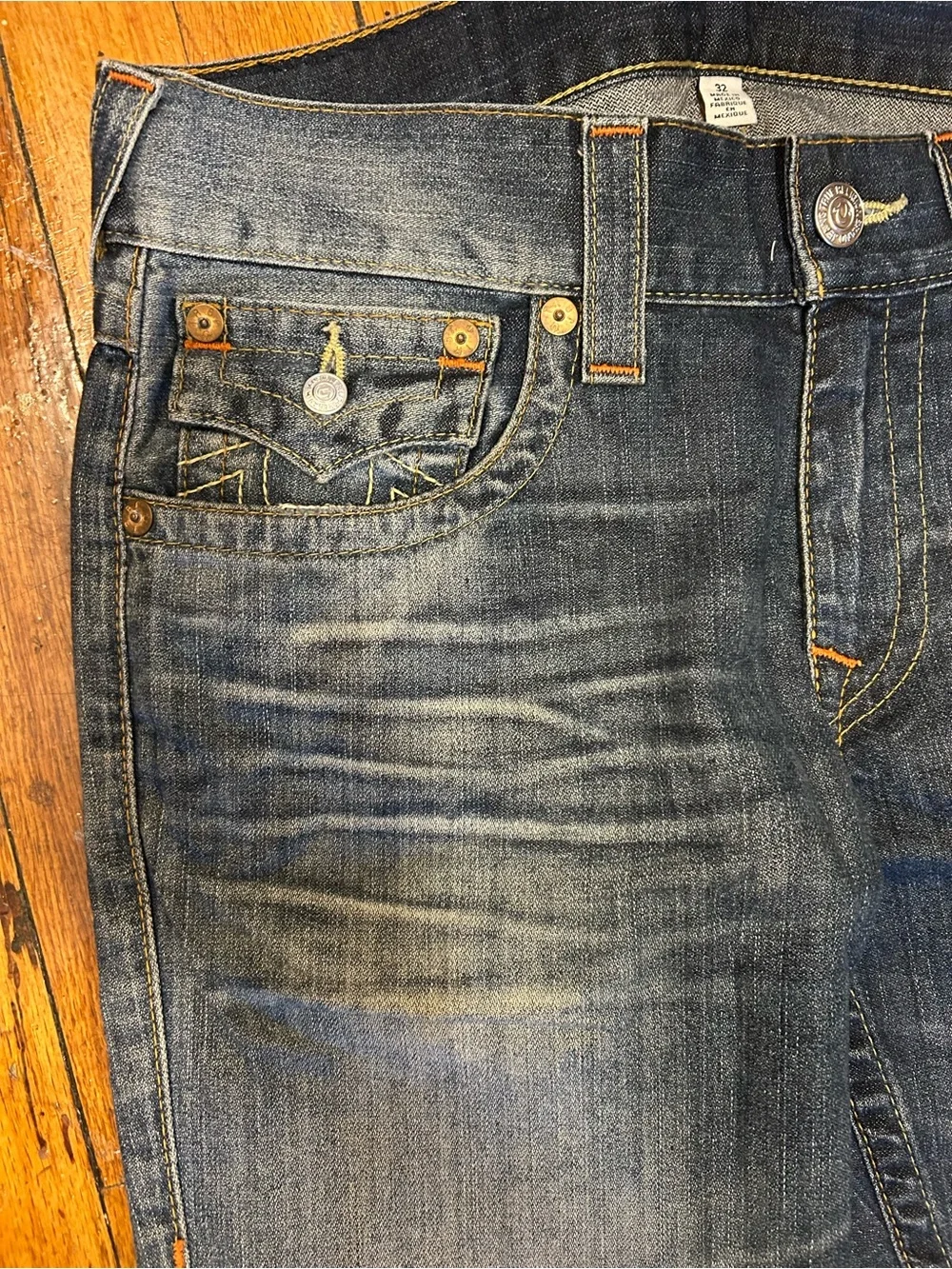 True Religion Men's Bootcut Jeans - Medium Blue Wash Size 32